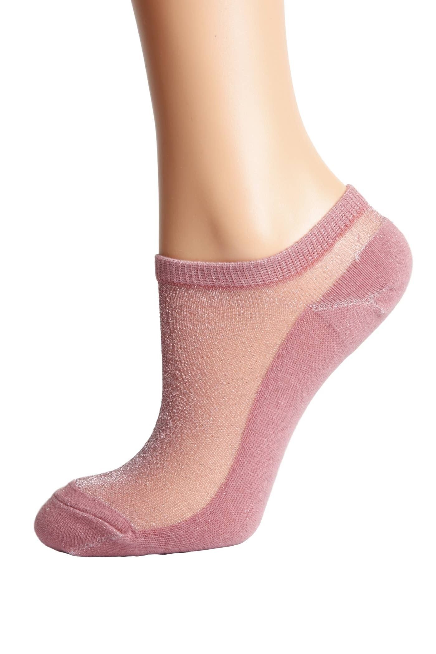 LUCINA altrosa Glitzersocken für Damen 6-9