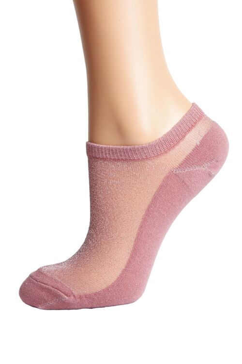 LUCINA old rose glittery socks for women 6-9