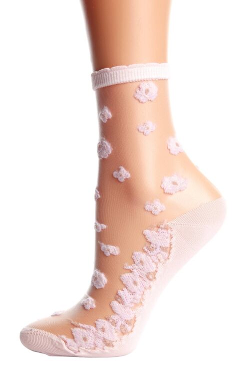 ANTONELLA sheer light pink socks for women 6-9