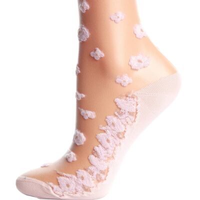 ANTONELLA calcetines transparentes rosa claro para mujer 6-9