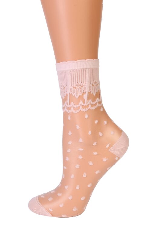 GRETA light pink sheer socks 6-9