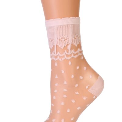 GRETA calcetín transparente rosa claro 6-9