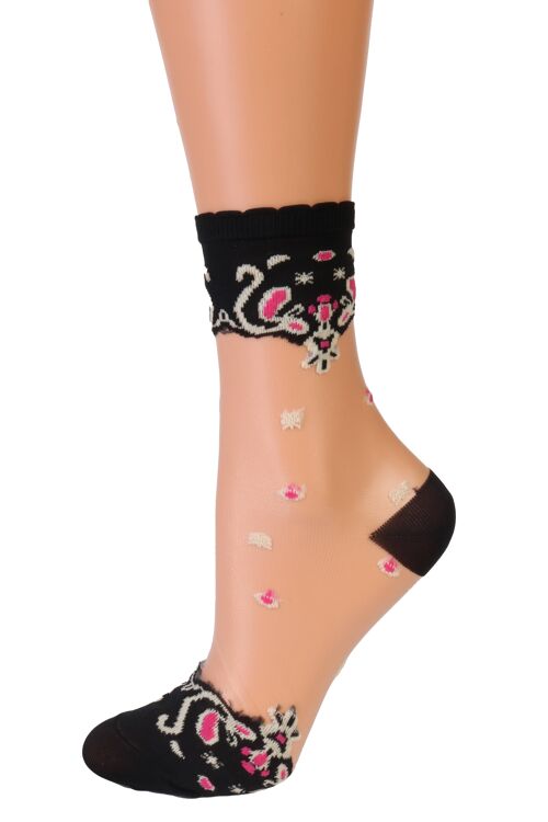 PERLY black sheer socks 6-9