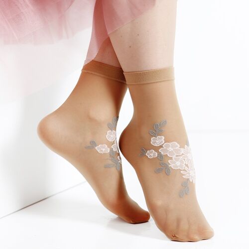BARI 60DEN tights with floral pattern