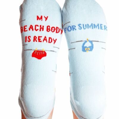 BEACH BODY light blue cotton socks for women 6-9 (EU 36-40)
