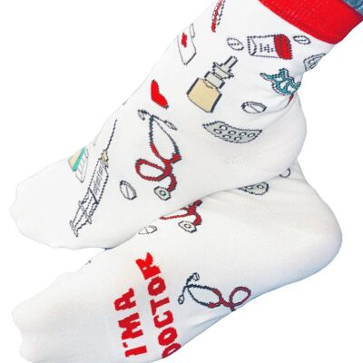 Chaussettes DOCTOR en coton blanc pour homme et femme