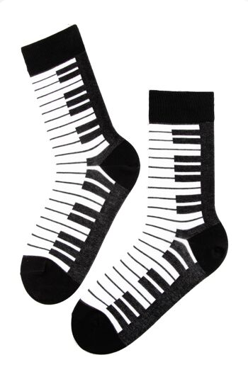 Chaussettes en coton noir PIANO pour femme et homme