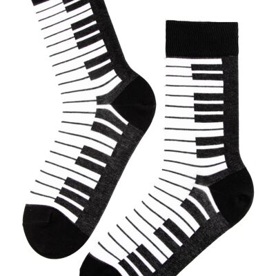 Chaussettes en coton noir PIANO pour femme et homme