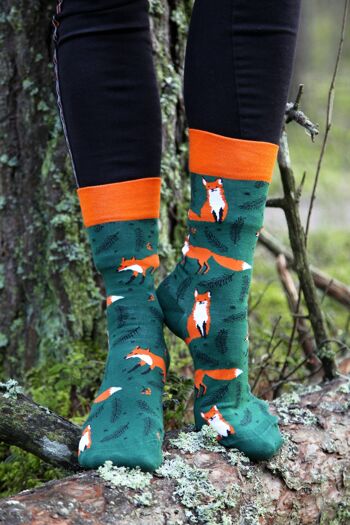 Chaussettes en coton vert FOXY 1