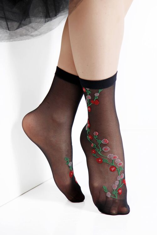 MARISSA sheer black socks for women 6-9