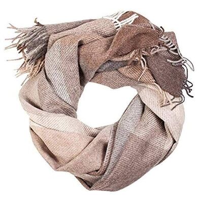 Beige-grey alpaca wool plaid