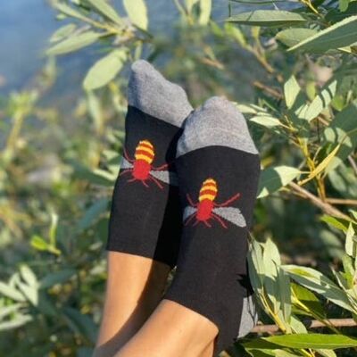 BEE low-cut cotton socks with a bee 6-9