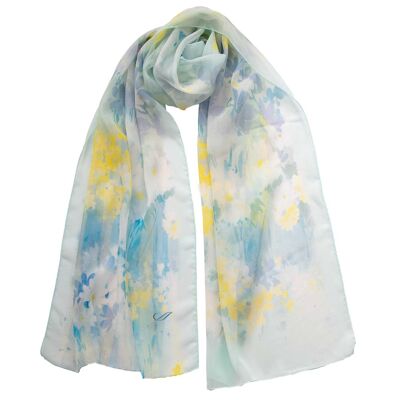 Meadow - Long Sheer Silk Scarf - Powder Blue