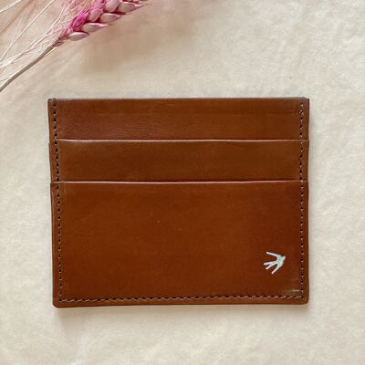 Olivier leather card holder - Cognac