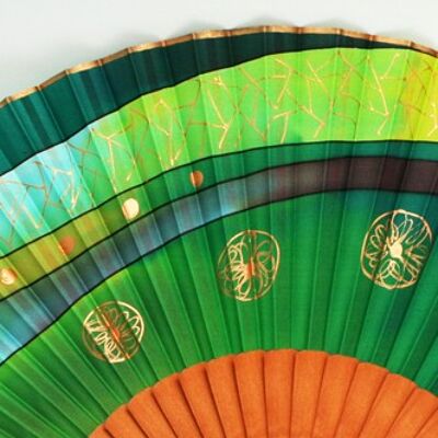 Modernist hand-painted natural silk fan