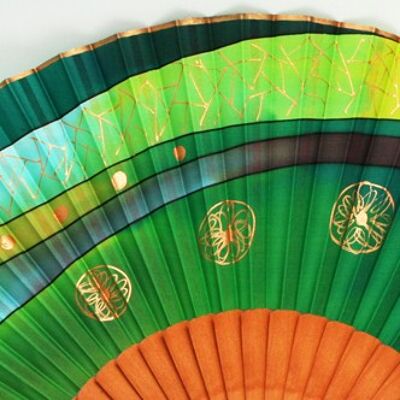 Modernist hand-painted natural silk fan