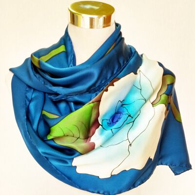 Shawl satin hand painted floral design