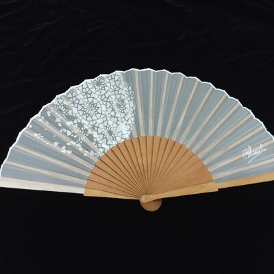 White natural silk fan with flowers