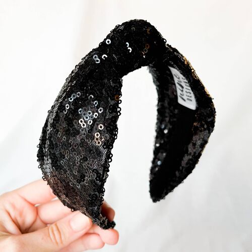Knot Headband - Black Sequin
