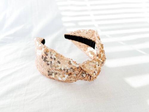 Knot Headband - Gold Sequin