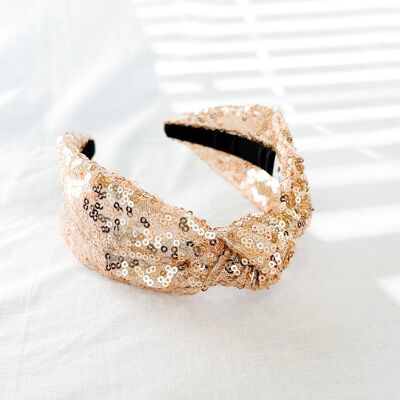 Knot Headband - Gold Sequin