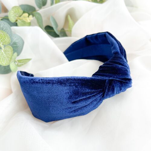Knot Headband - Navy Blue Velvet