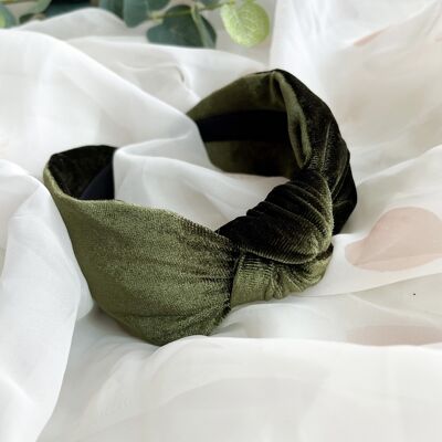 Knot Headband - Olive Green Velvet