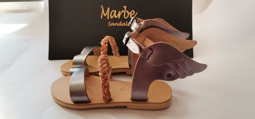 Handmade Leather Kids Summer Greek Sandal : Evita