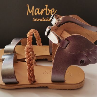 Handmade Leather Kids Summer Greek Sandal : Evita