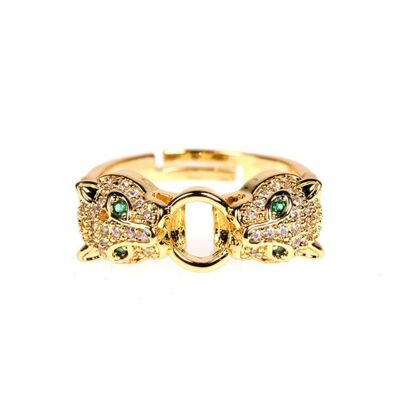 Tiger Rhinestone Adjustable Gold Plated Ring - Yes Please ! (+£3.50)