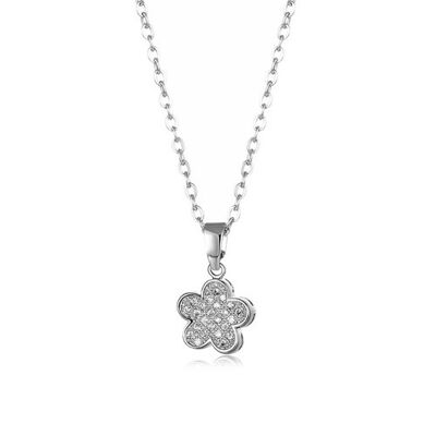 Simple Flower Blossom Silver Necklace - Yes Please! (+£4.50)