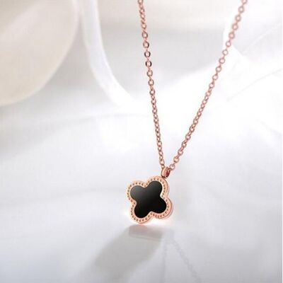 Dual Face Lucky Fourleaf Clover Rose Gold Plated Necklace - Yes Please! (+£4.50)