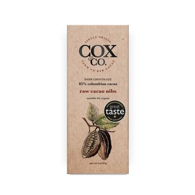 Raw Cacao Nibs 85% Chocolat Noir d'Origine Unique Colombien 35g