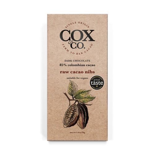 Raw Cacao Nibs 85% Colombian Single Origin Dark Chocolate70g