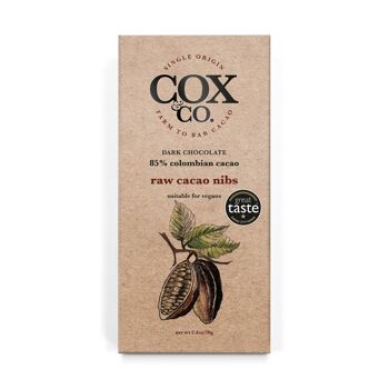 Éclats de cacao crus 85 % de chocolat noir d'origine colombienne70 g 1