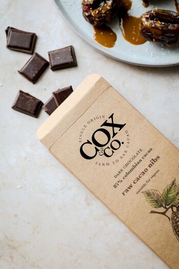 Éclats de cacao crus 85 % de chocolat noir d'origine colombienne70 g 2