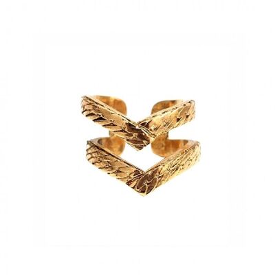 2 ROW POINTED RING - GOLD