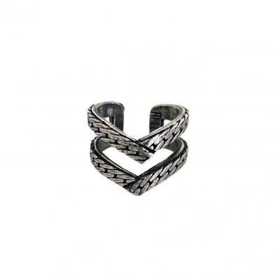 2-ROW POINTED RING - SILVER