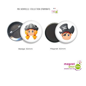 coffret de 8 magnets sur le thème " pirates" 2