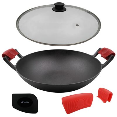 Set wok in ghisa da 14 pollici