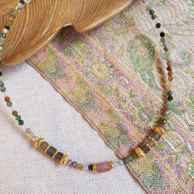 Indian Agate, Labradorite Necklace - Priya