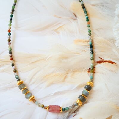 Collier Agate indienne, Labradorite - Priya