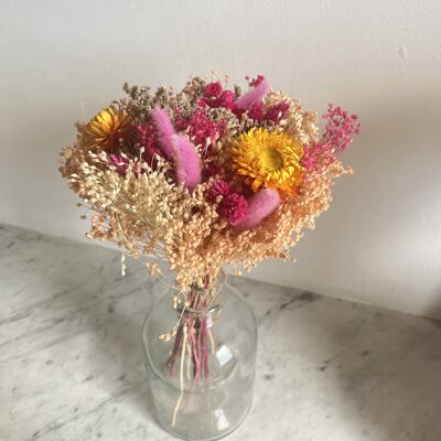 Strauß aus getrockneten rosa und gelben Blüten - Bouquet Vitamine