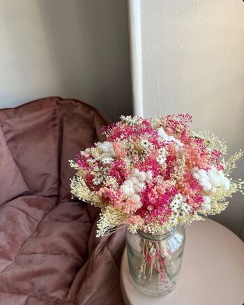 Bouquet fleurs séchées roses et blanches - Bouquet romantique 1
