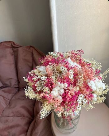 Bouquet fleurs séchées roses et blanches - Bouquet romantique 2