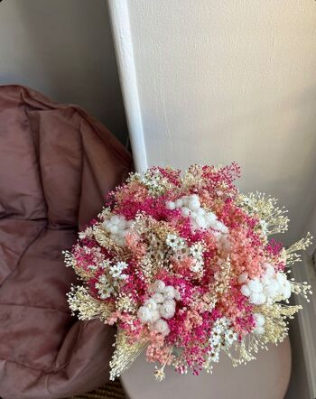 Bouquet fleurs séchées roses et blanches - Bouquet romantique 3