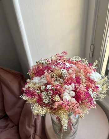 Bouquet fleurs séchées roses et blanches - Bouquet romantique 4