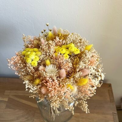 Bouquet fleurs séchées blanc & jaune - Bouquet Douceur