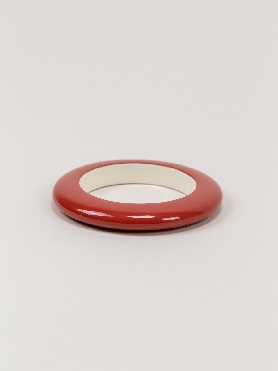 Bracciale tondo e sottile laccato avorio e mattone