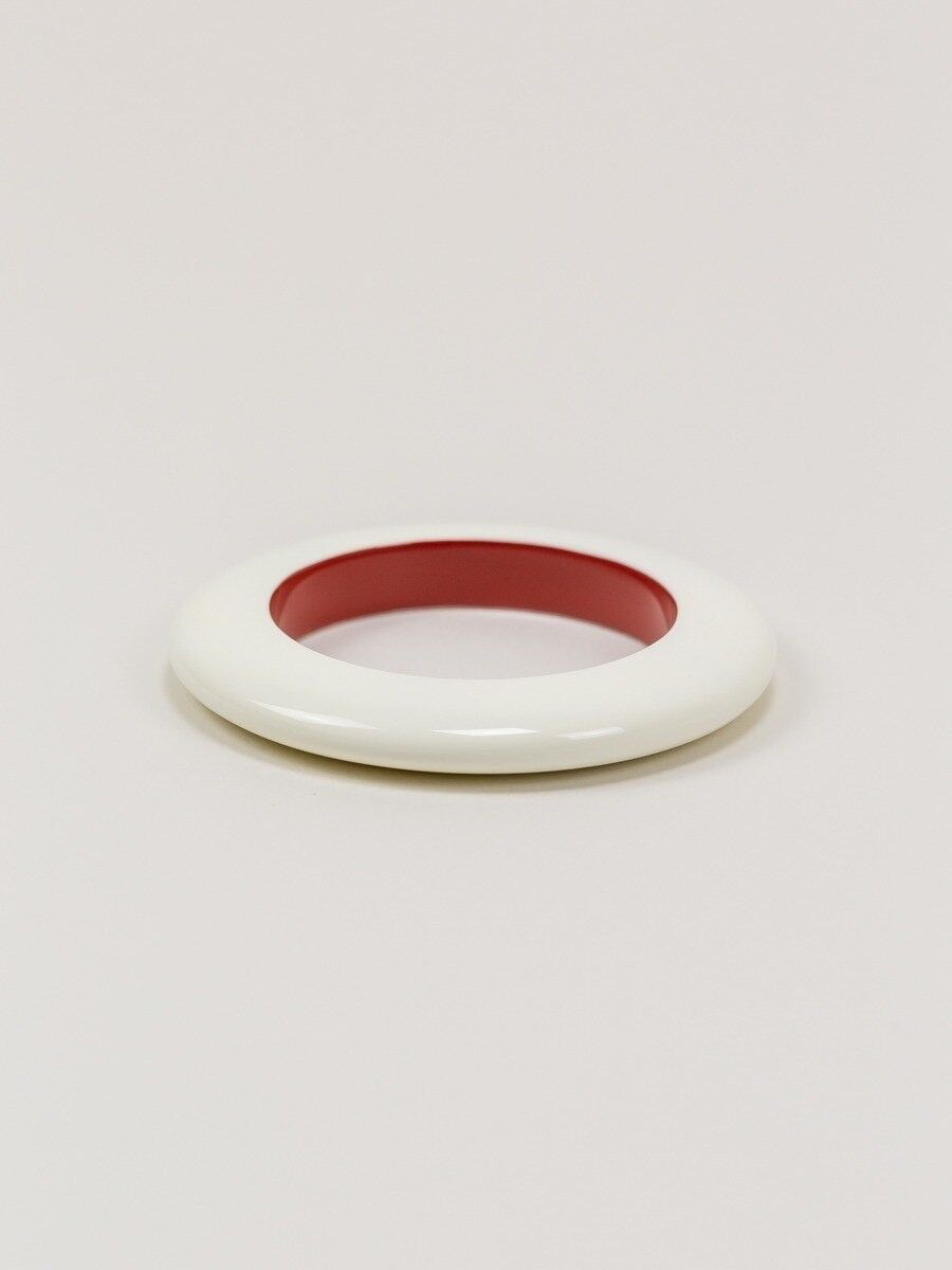 Bracciale tondo e sottile in lacca mattone e avorio